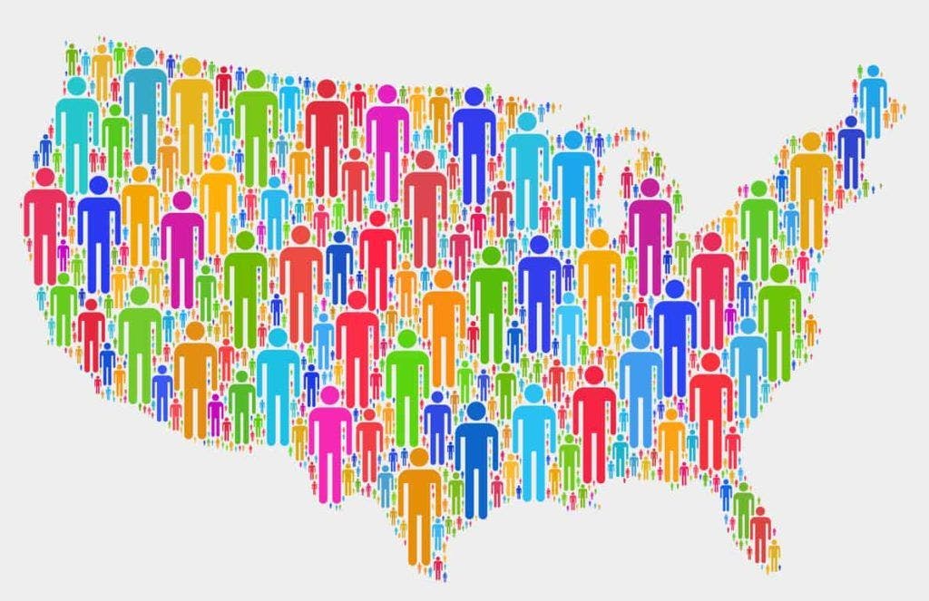 Demographic United States map illustration.