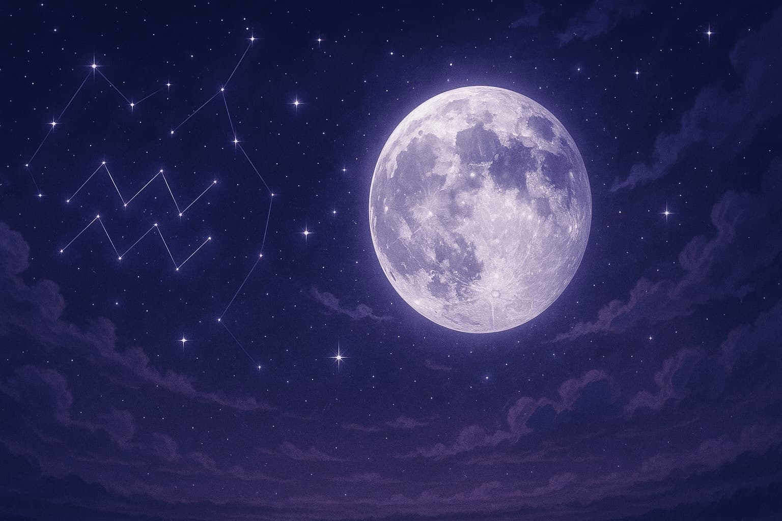 Atmospheric depiction of the Moon pausing mid-orbit with Aquarius glyphs for the October 2025 void of course schedule.