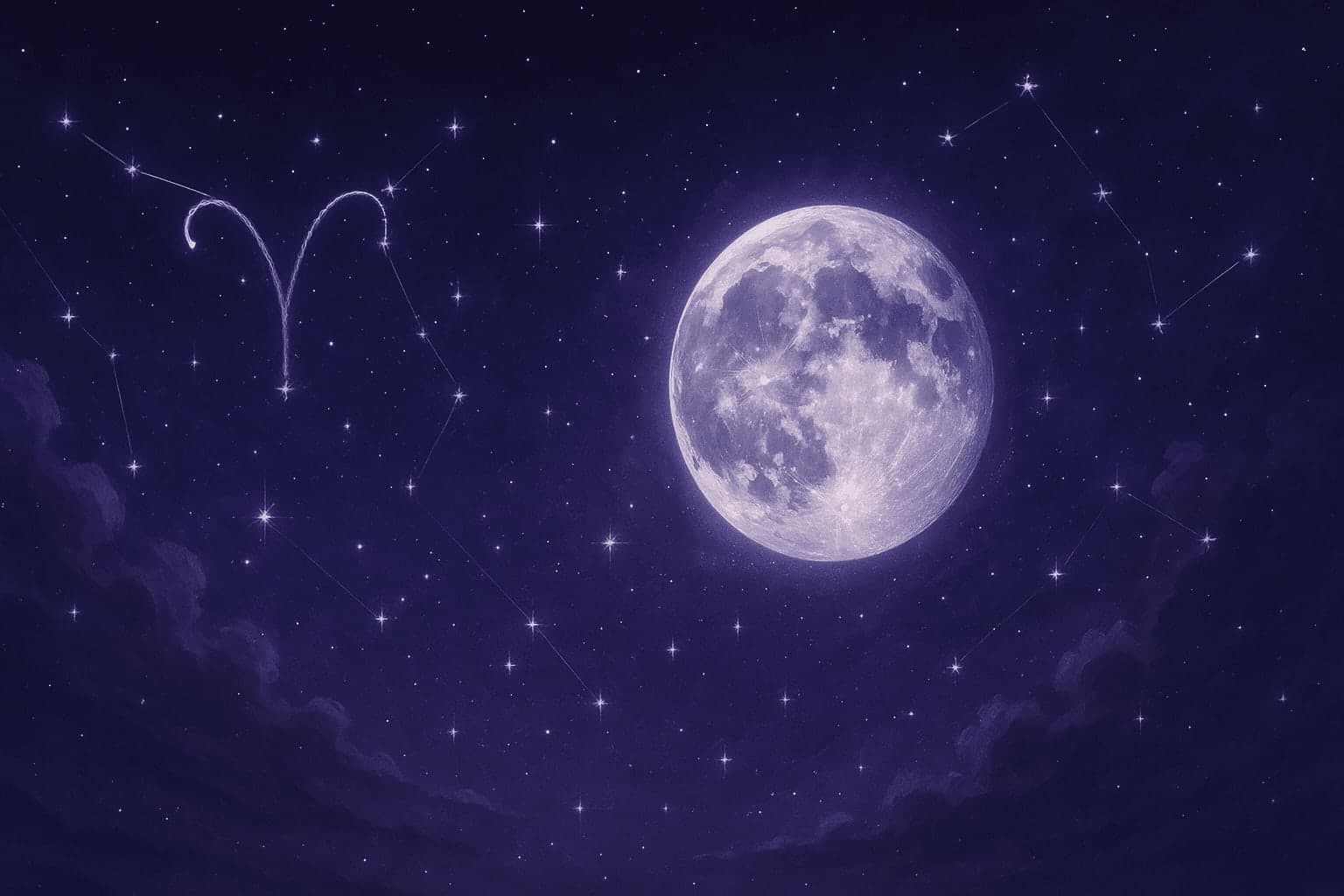 Atmospheric depiction of the Moon pausing mid-orbit with Aries glyphs for the November 2025 void of course schedule.