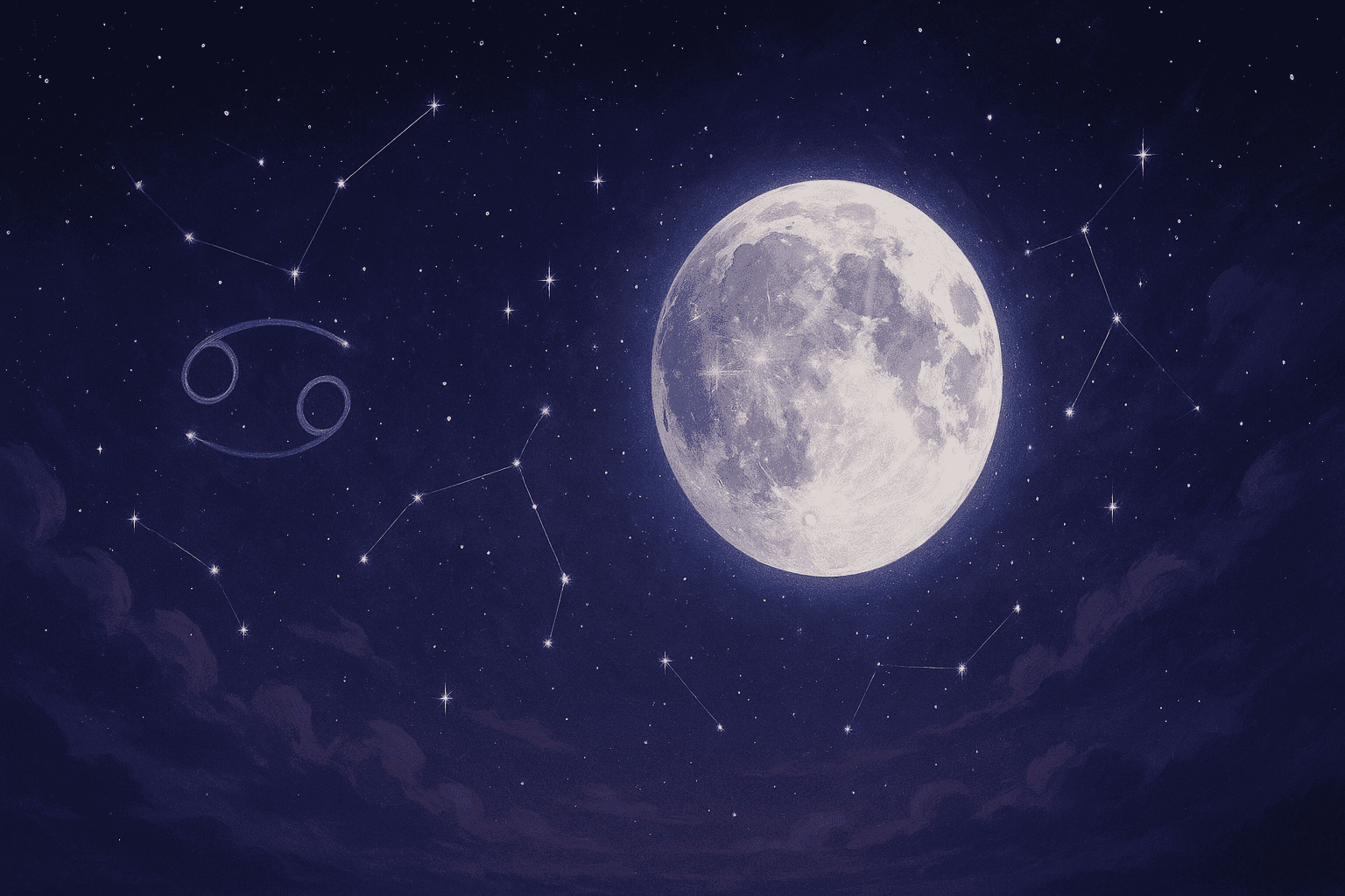 Atmospheric depiction of the Moon pausing mid-orbit with Cancer glyphs for the January 2026 void of course schedule.