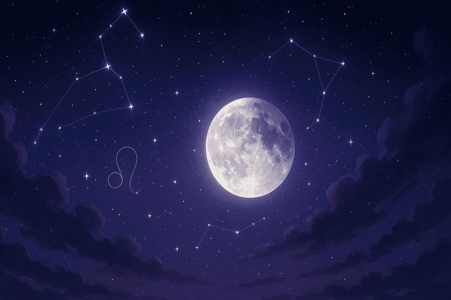 Atmospheric depiction of the Moon pausing mid-orbit with Leo glyphs for the February 2026 void of course schedule.