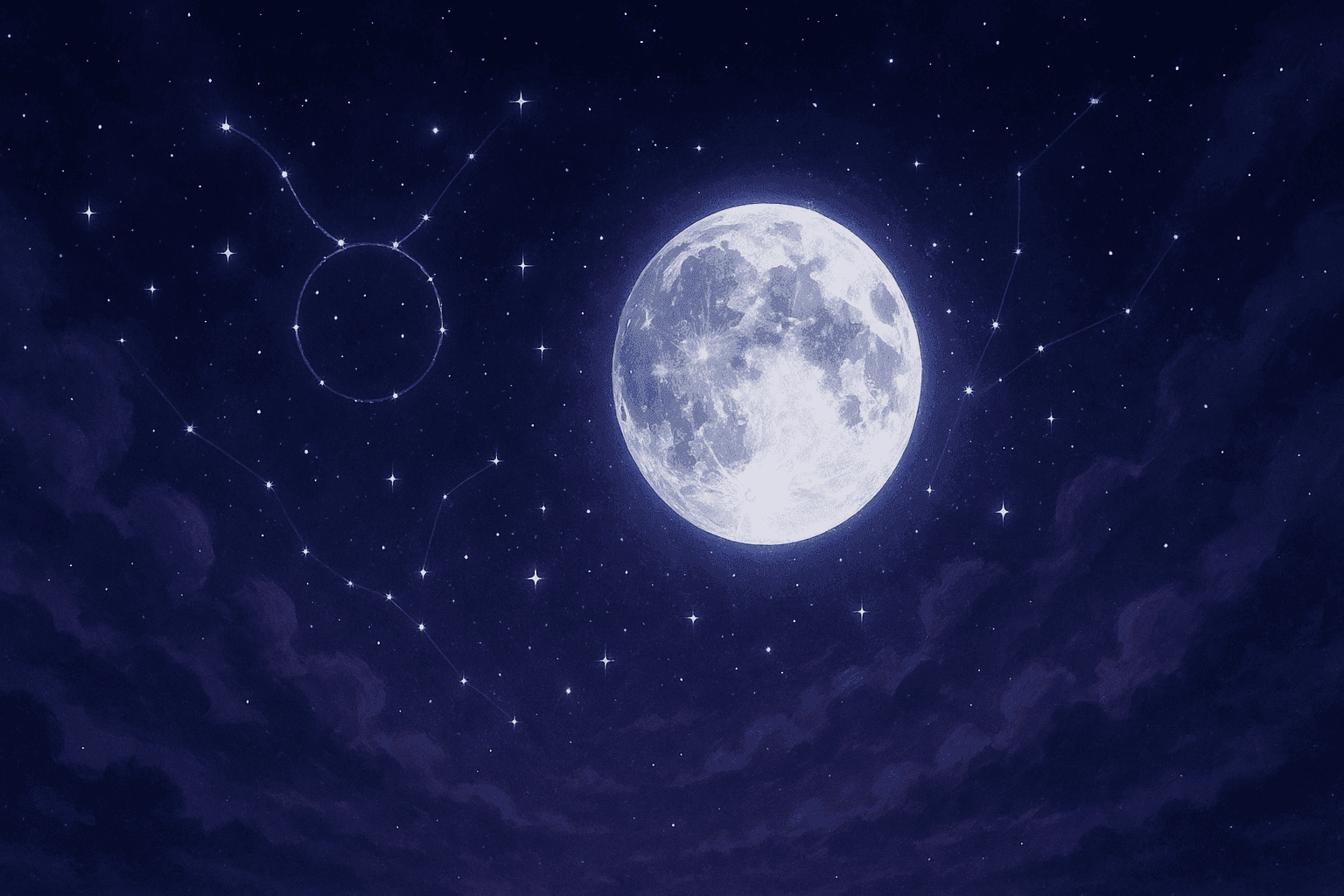 Atmospheric depiction of the Moon pausing mid-orbit with Taurus glyphs for the September 2026 void of course schedule.