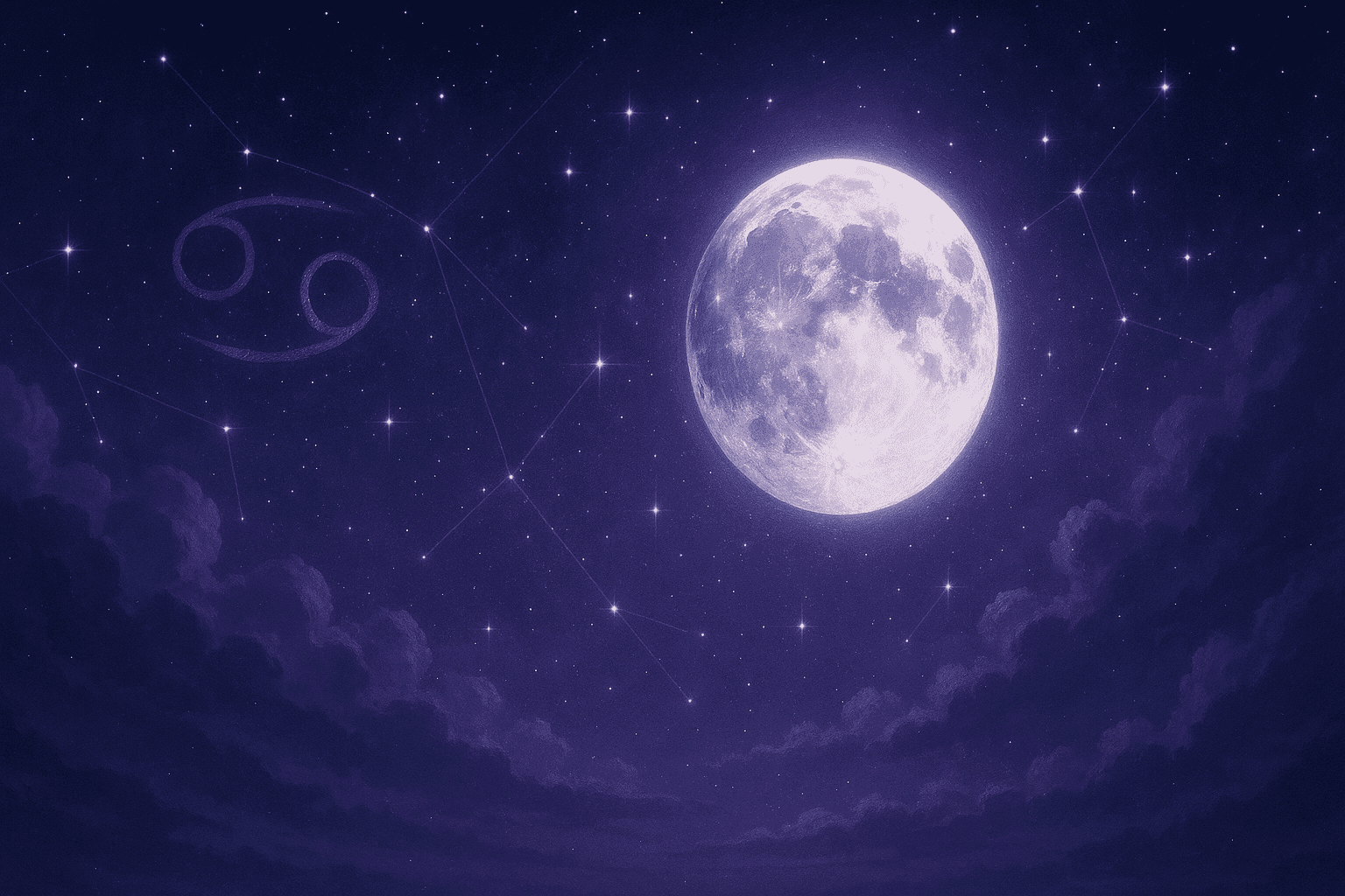 Atmospheric depiction of the Moon pausing mid-orbit with Cancer glyphs for the October 2026 void of course schedule.