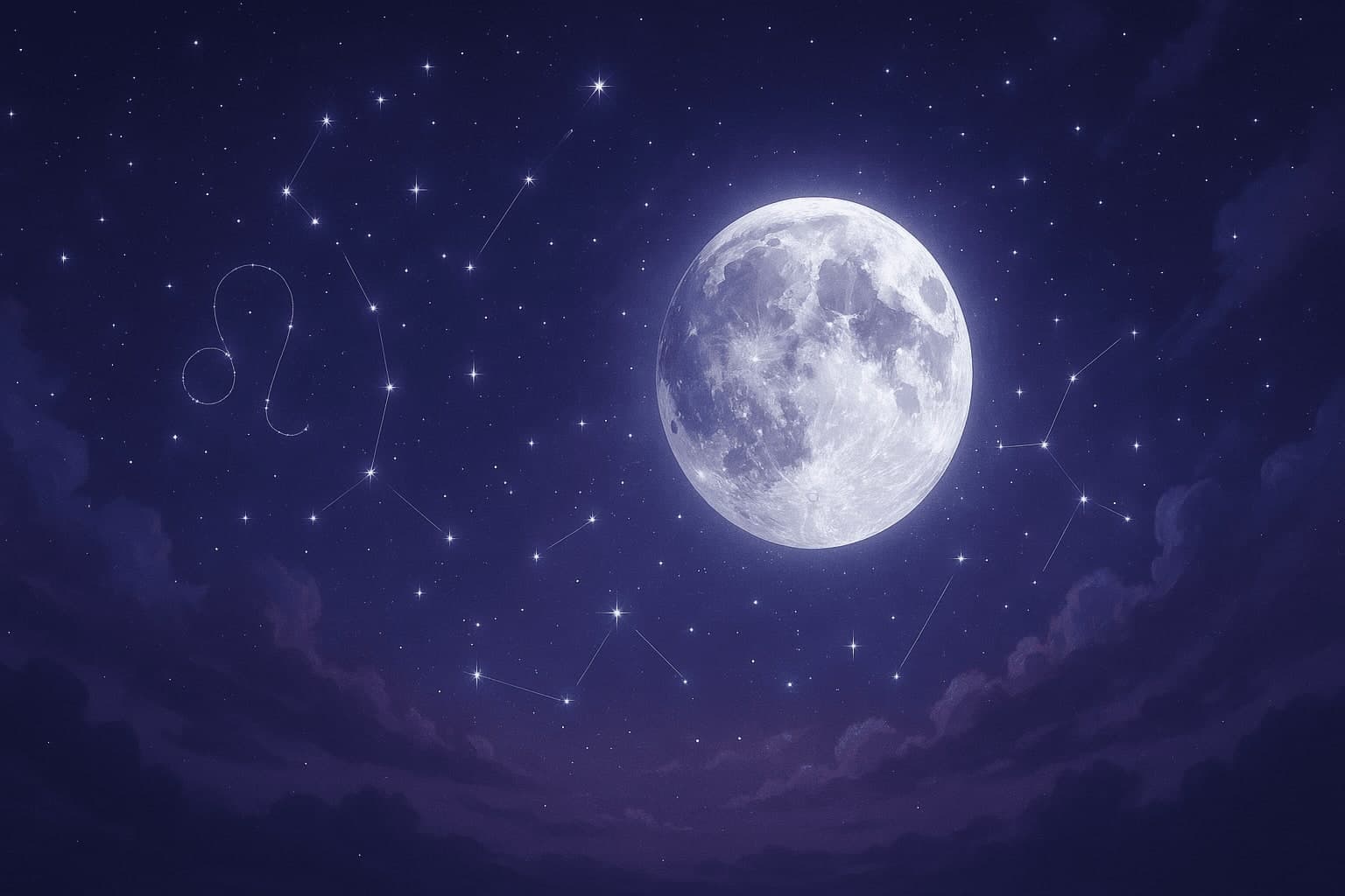 Atmospheric depiction of the Moon pausing mid-orbit with Leo glyphs for the November 2026 void of course schedule.