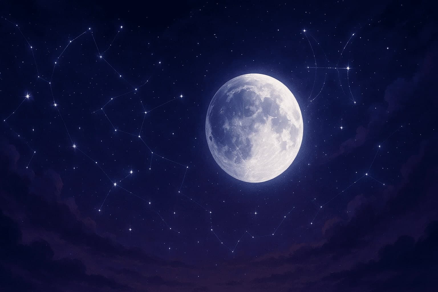 Atmospheric depiction of the Moon pausing mid-orbit with Pisces glyphs for the April 2027 void of course schedule.