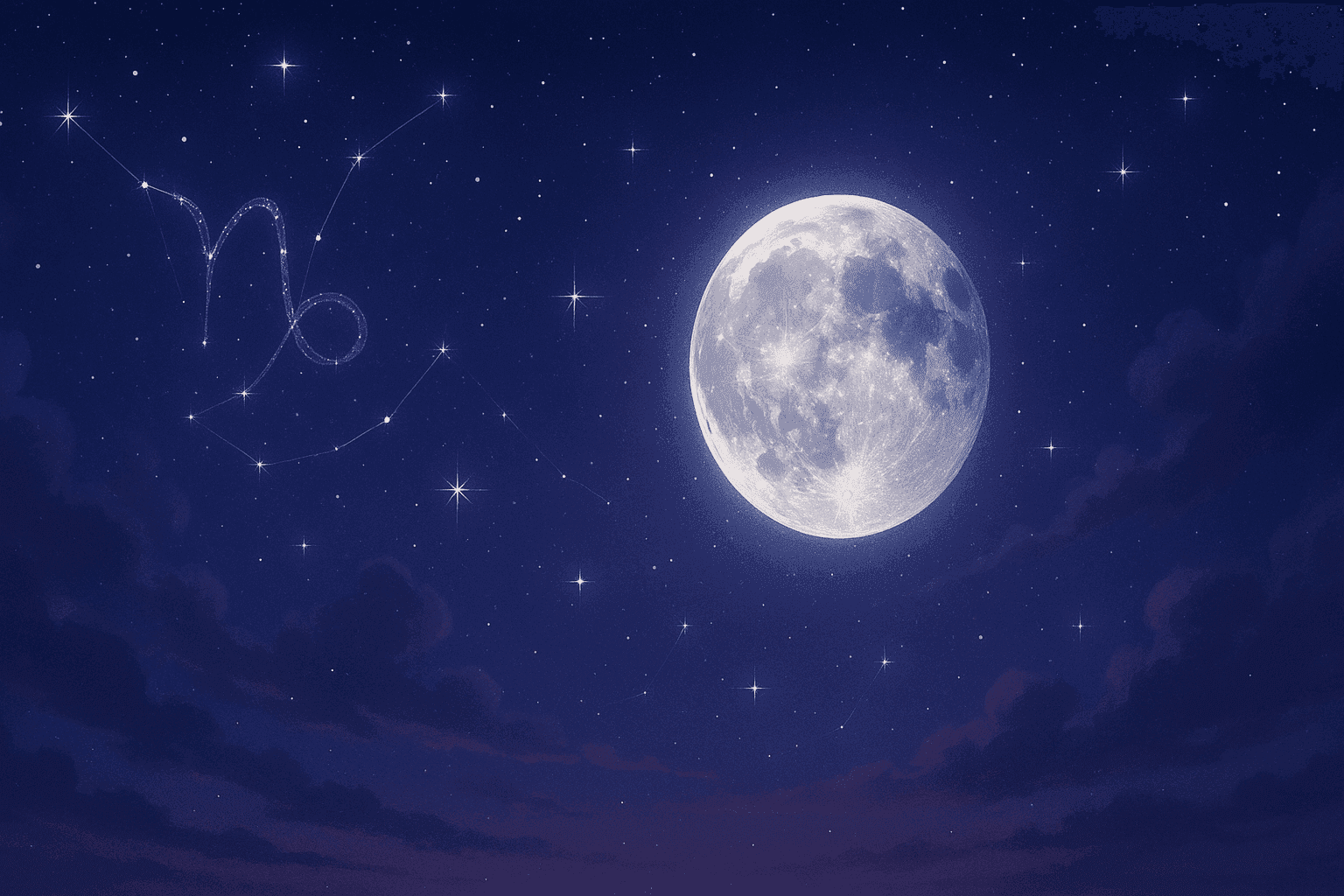 Atmospheric depiction of the Moon pausing mid-orbit with Capricorn glyphs for the November 2027 void of course schedule.