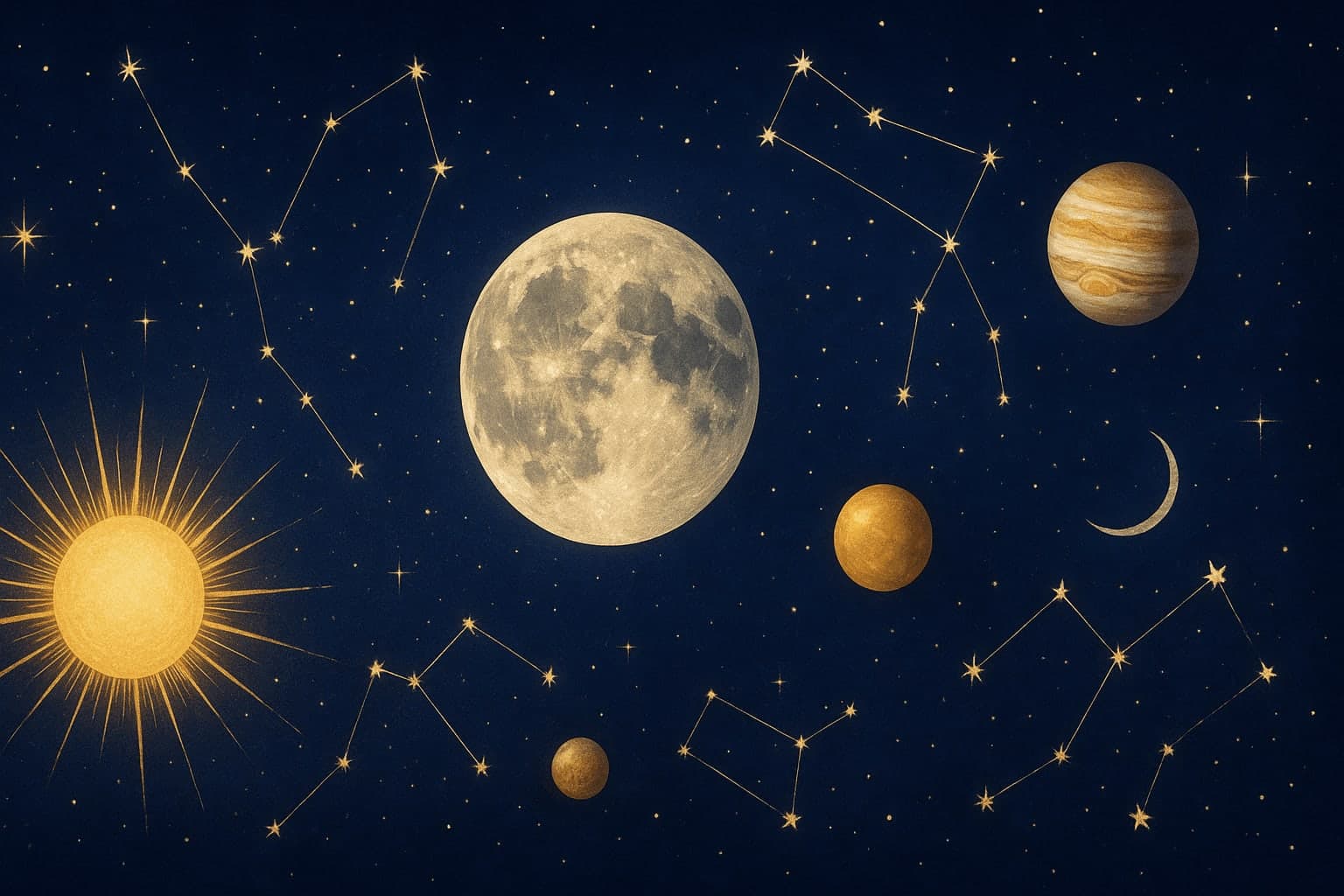 Cosmic depiction for the December 2025 astrology calendar featuring December Solstice.