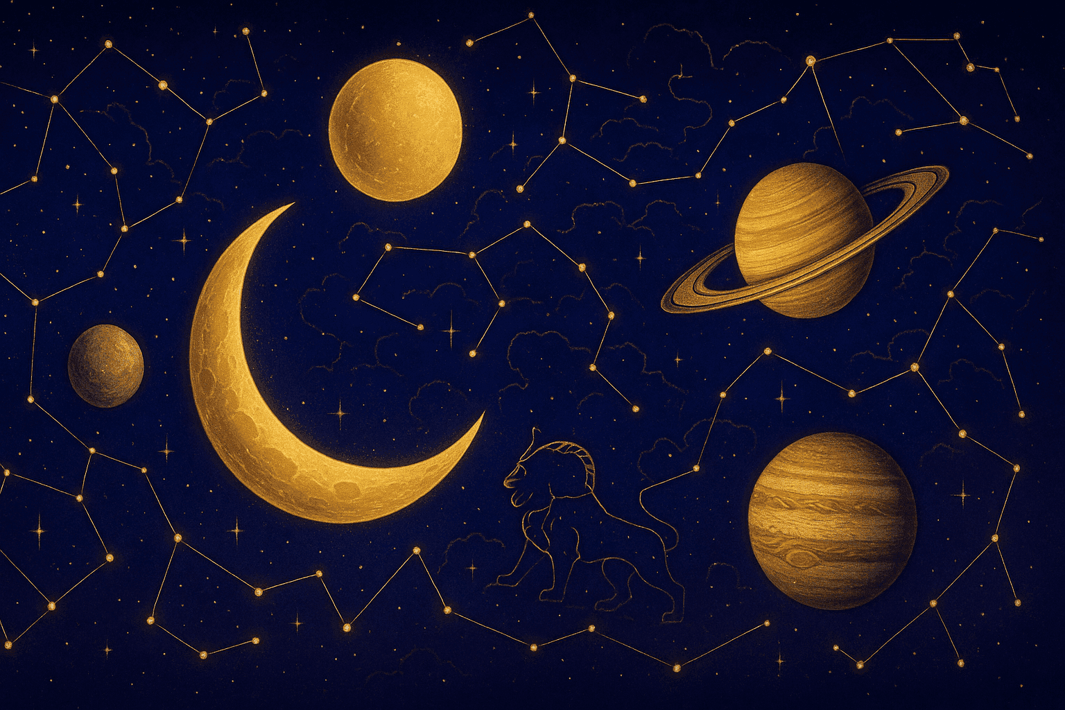 Cosmic depiction for the January 2026 astrology calendar featuring Mercury enters Capricorn.