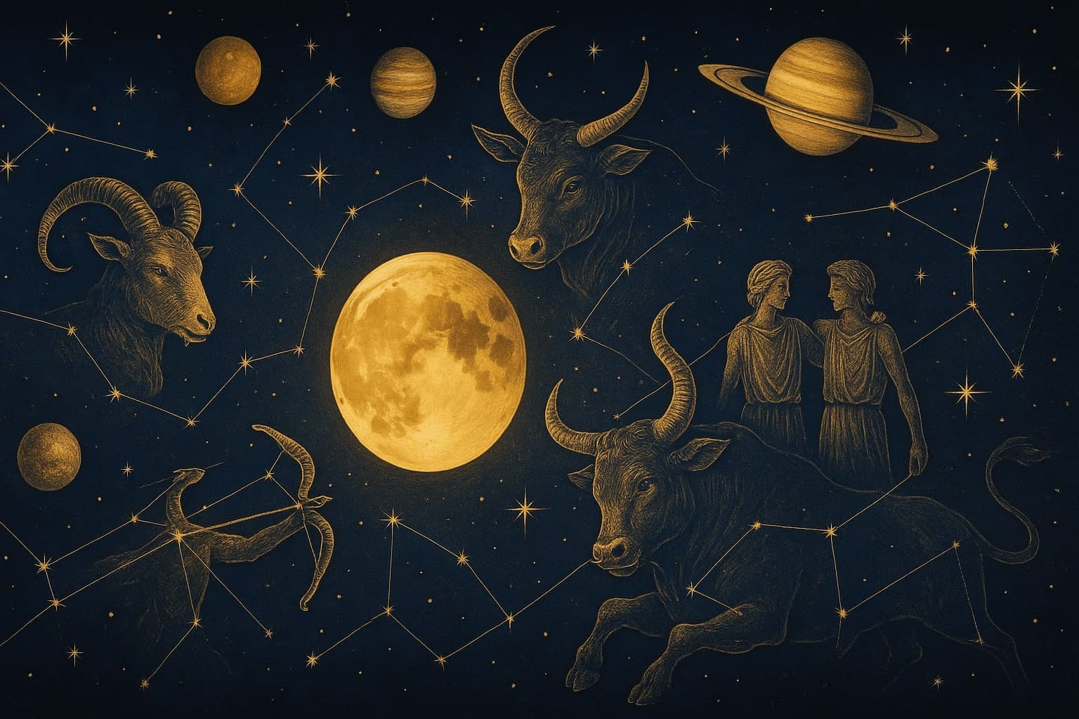 Cosmic depiction for the May 2027 astrology calendar featuring Moon enters Aries.