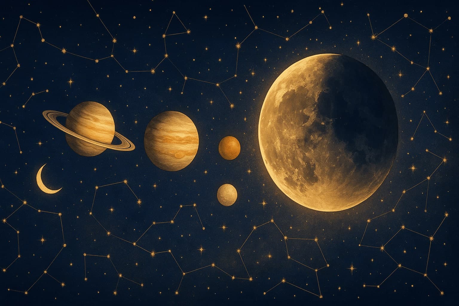 Cosmic depiction for the July 2027 astrology calendar featuring Penumbral Lunar Eclipse in Capricorn.