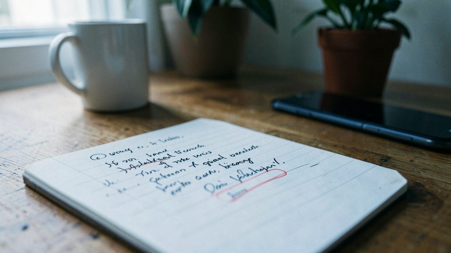 Editorial close-up of a to-do list being revised after a major decision.