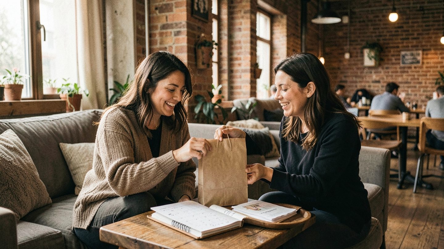 A candid editorial scene suggesting generous but possibly overextended social energy