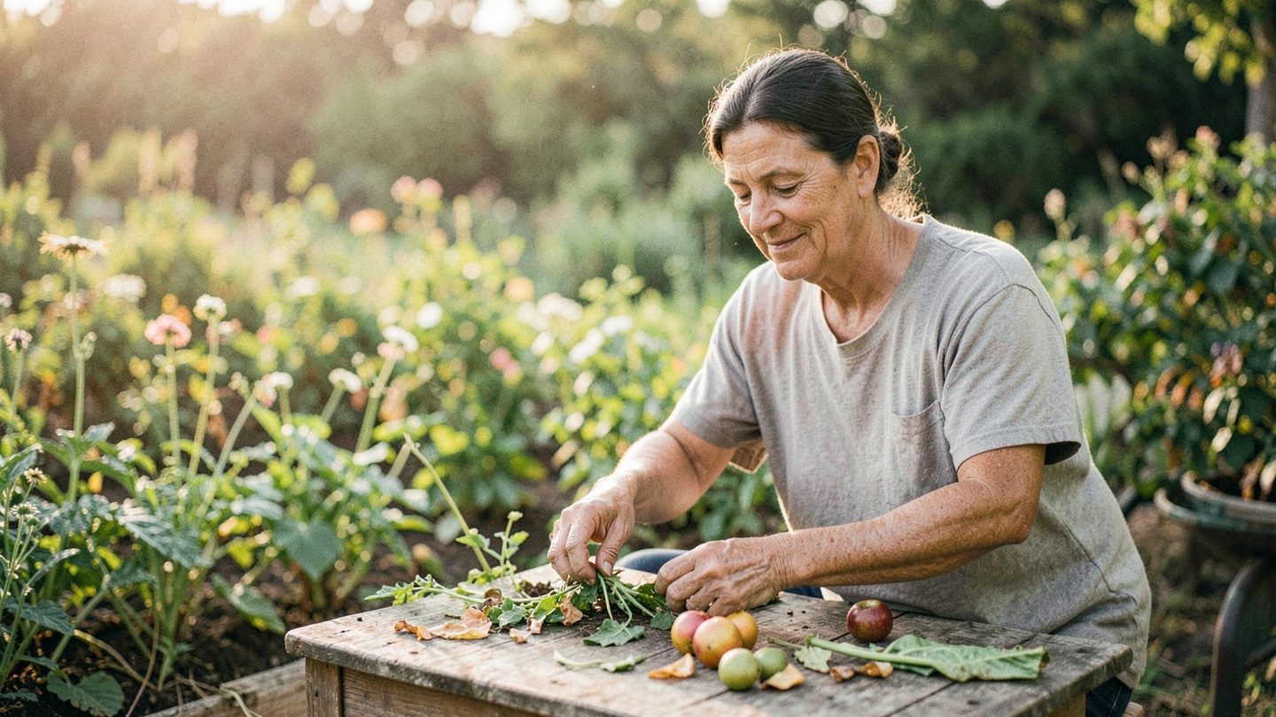 Photographic editorial scene evoking care, nourishment, and sunlight for a Ceres-Sun astrology feature