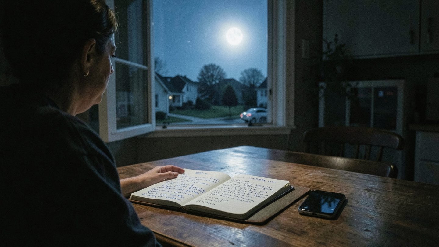 Editorial photo concept of someone weighing two choices under a full moon