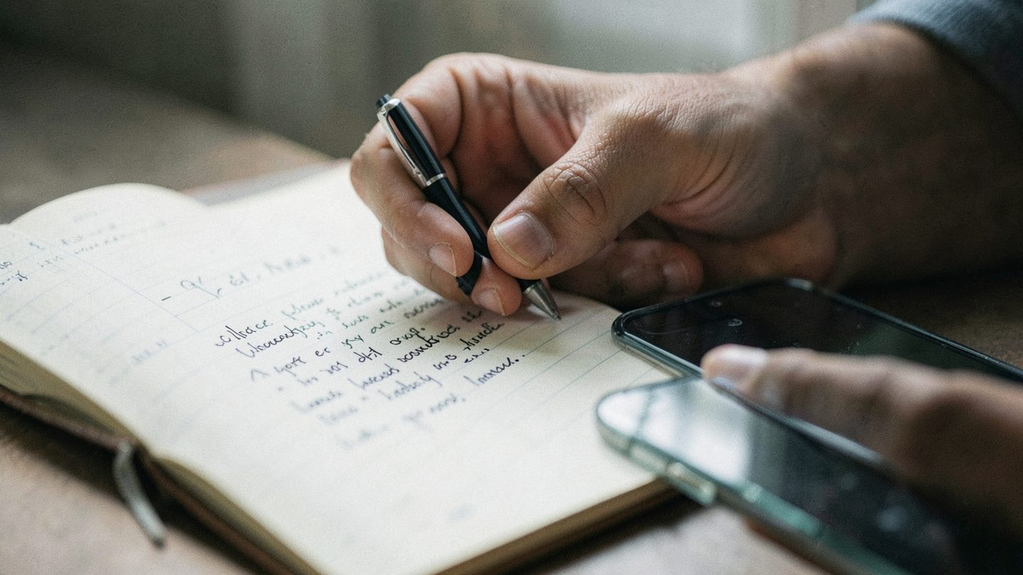 A person drafting a message while setting a firmer boundary.