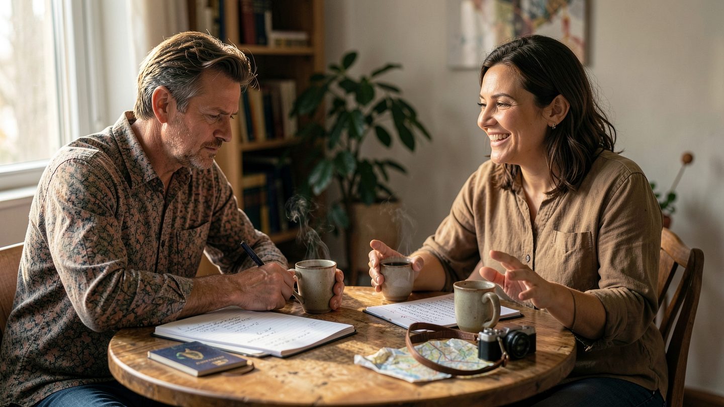 Editorial image of honest conversation and repair in a Scorpio-Sagittarius relationship