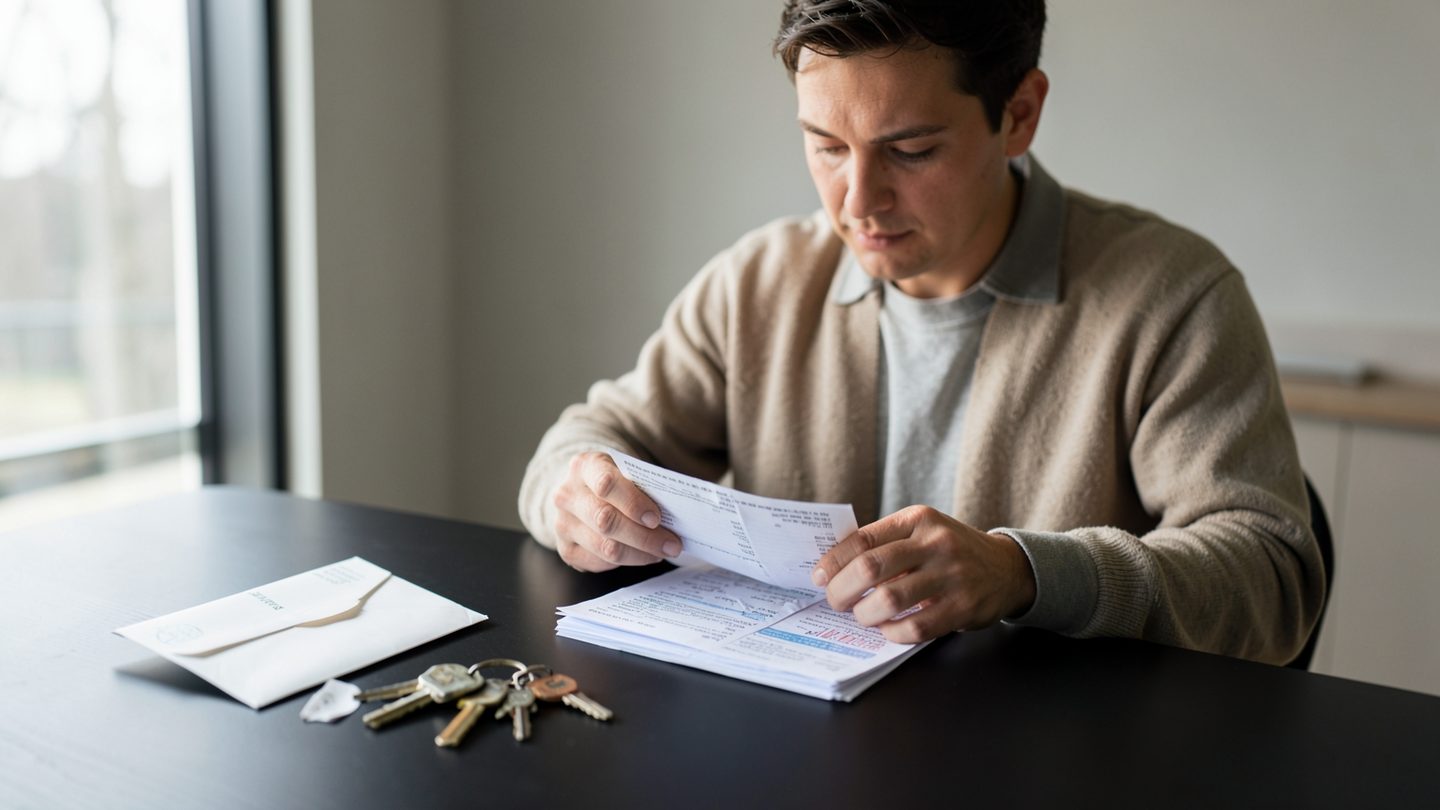 Editorial photo of a person reviewing financial papers and personal correspondence