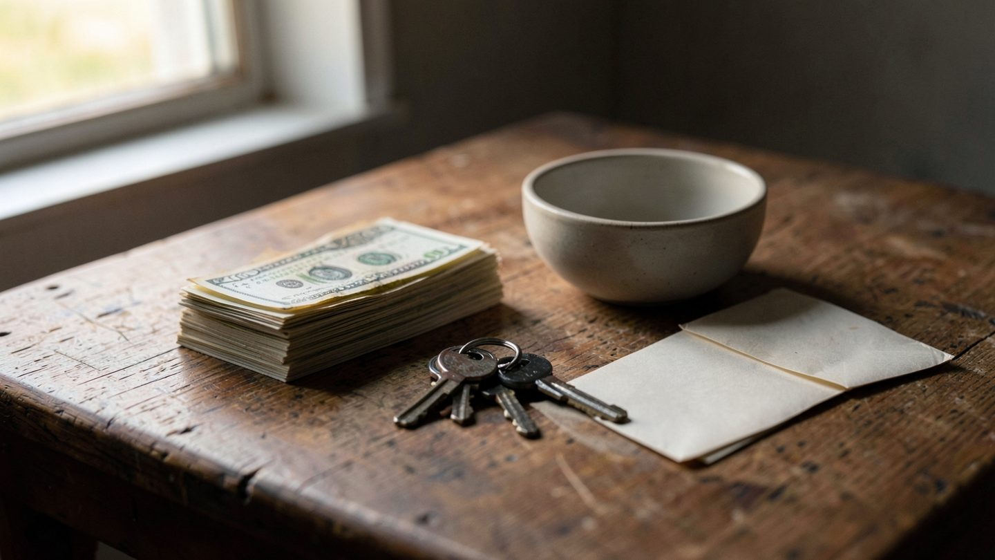 Still life of practical items under soft evening light