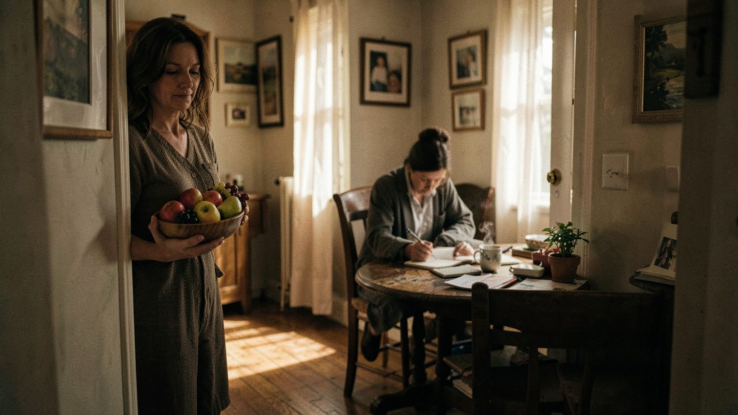 Photographic editorial scene symbolizing care, home, and emotional foundations