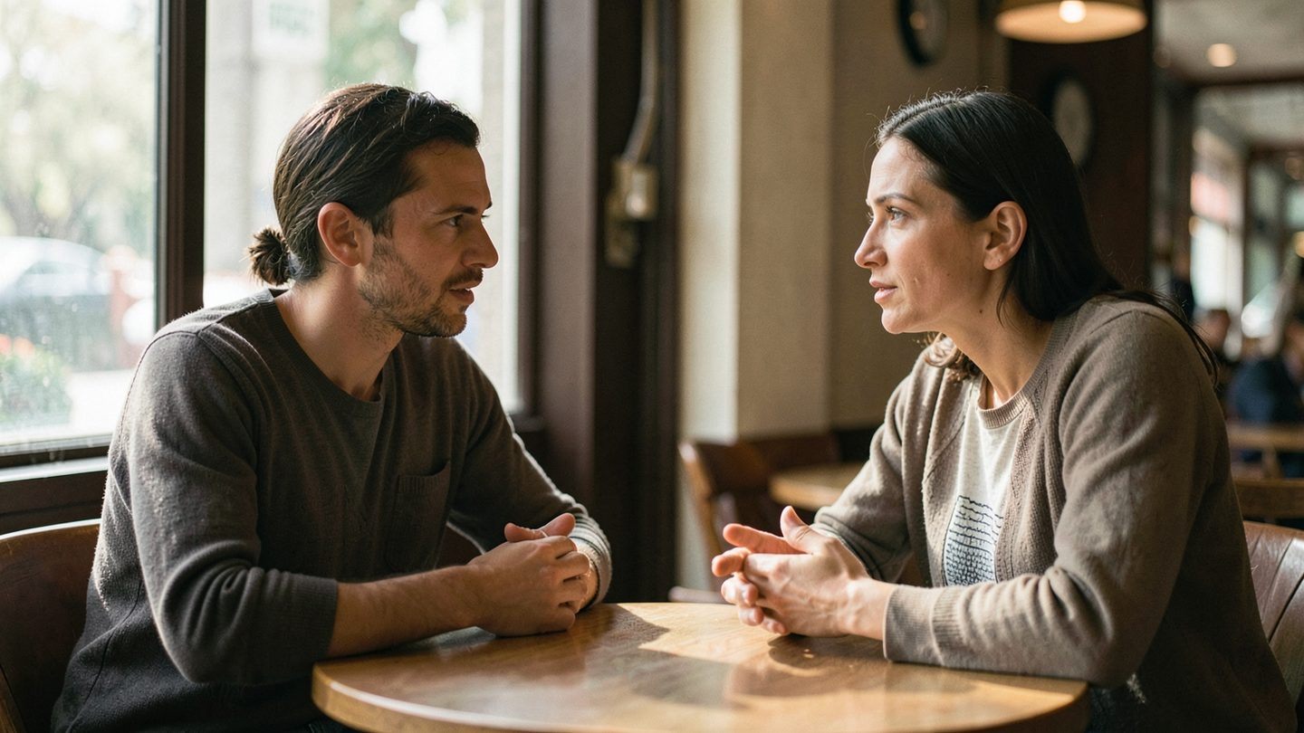 Candid conversation scene representing Venus and the 7th house