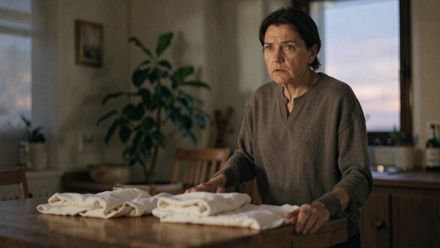 Editorial photo-style scene suggesting domestic care and home tension
