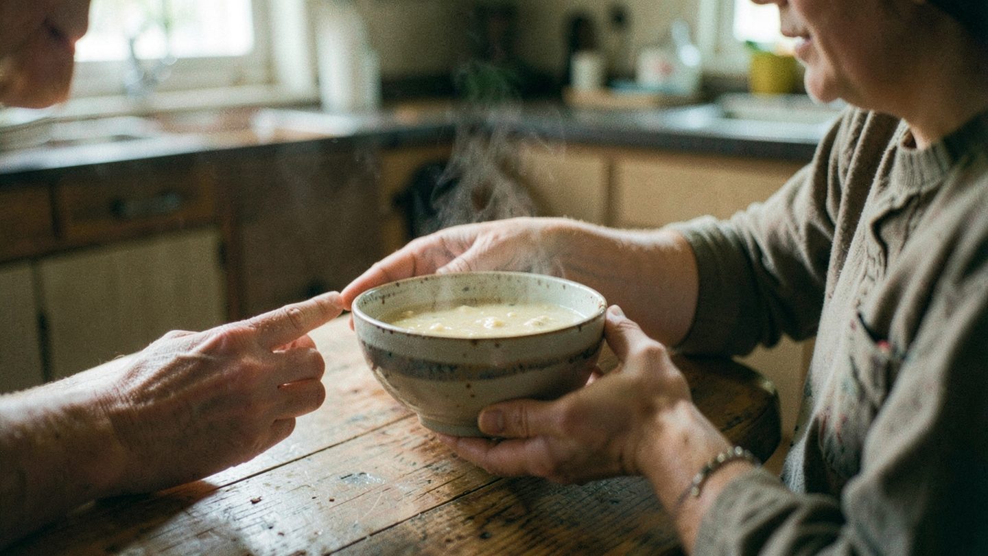 A quiet caregiving moment in natural light