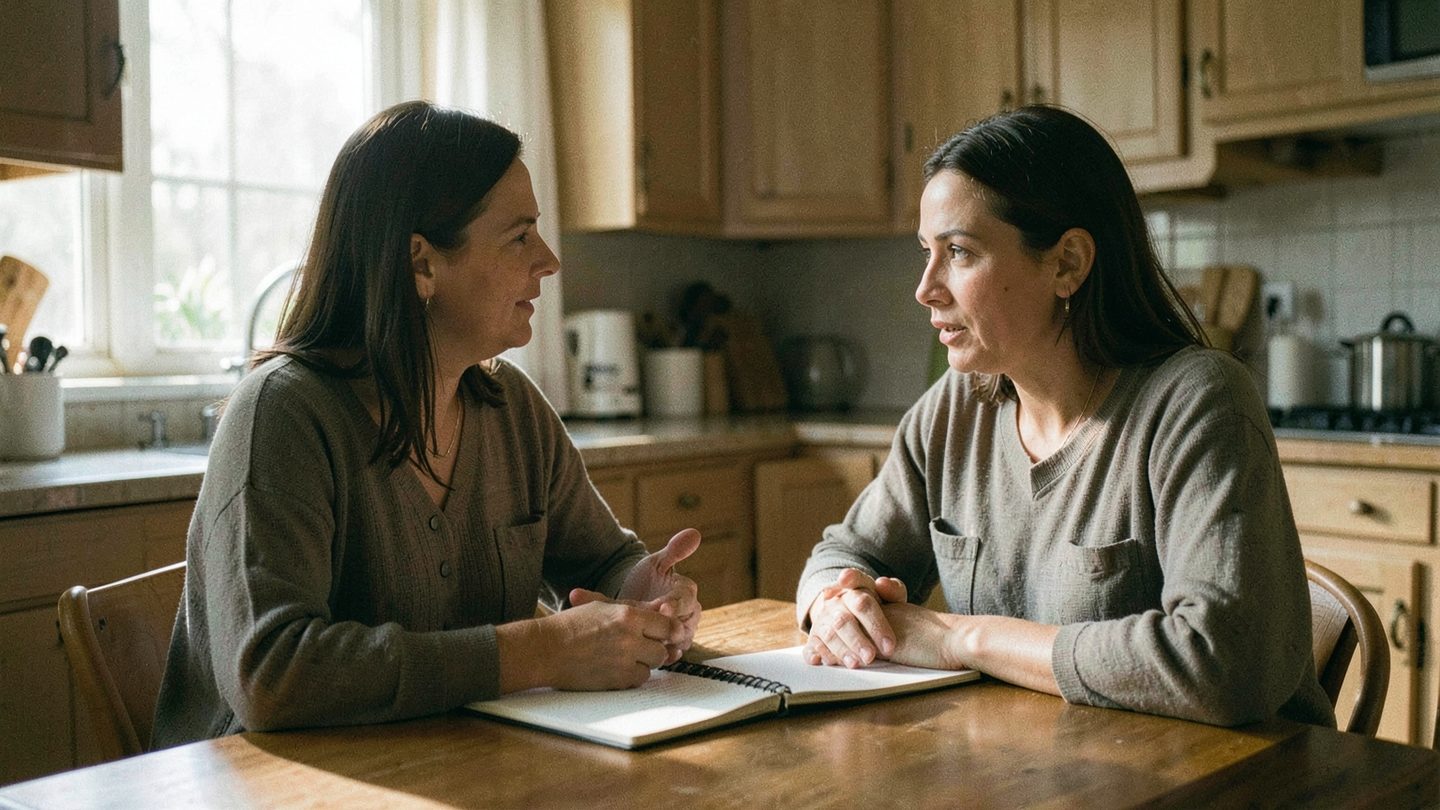 Editorial photo concept of a calm, meaningful conversation