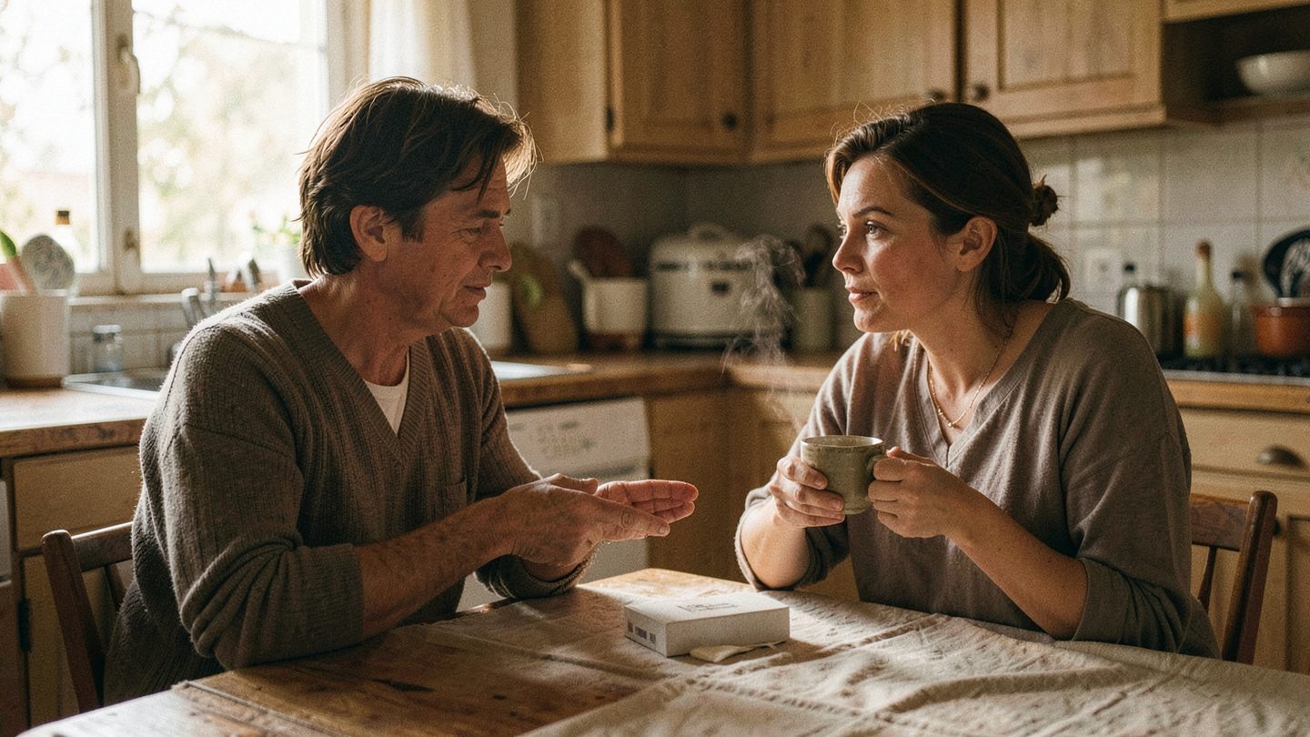 A quiet, realistic scene suggesting healing, affection, and easy support.