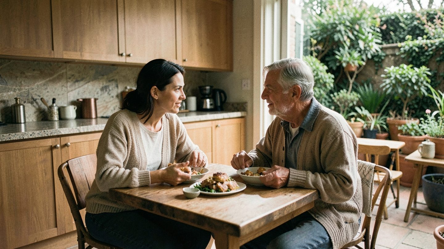 Editorial photo-style scene suggesting mutual care and relationship balance