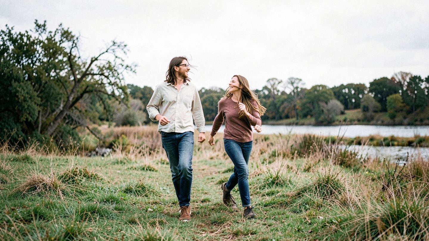 Candid photographic scene suggesting Aries and Sagittarius chemistry