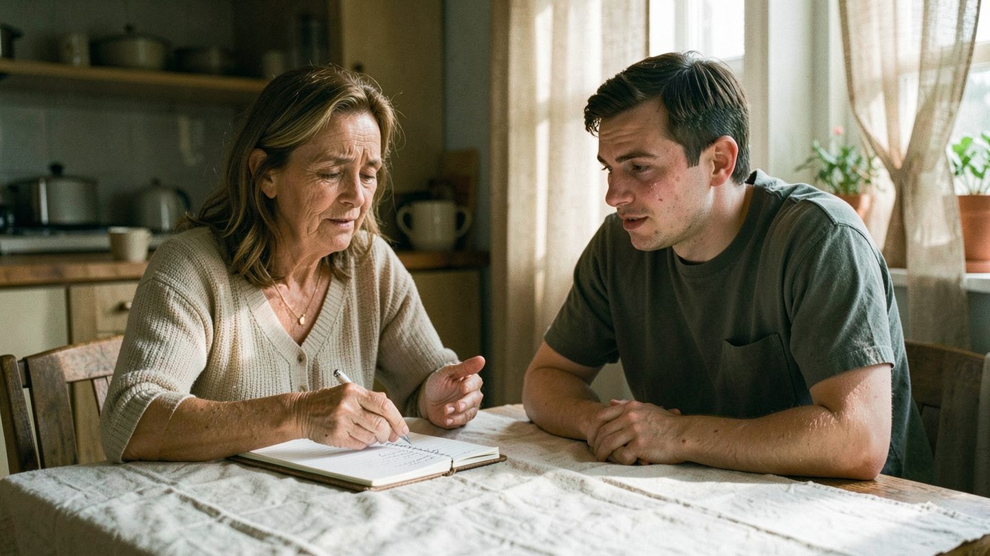 Editorial photo-style scene suggesting healing and practical wisdom in conversation