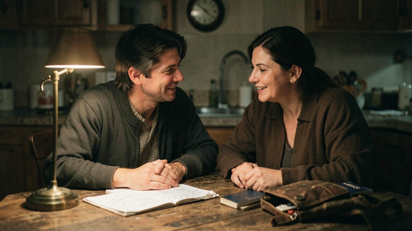 Couple working through practical tension in a Virgo-Sagittarius relationship