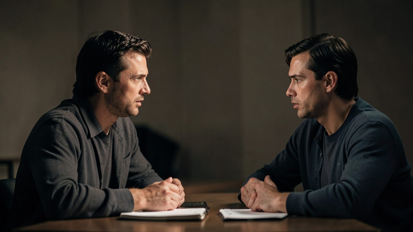 Candid editorial scene of a tense but honest conversation during Scorpio season