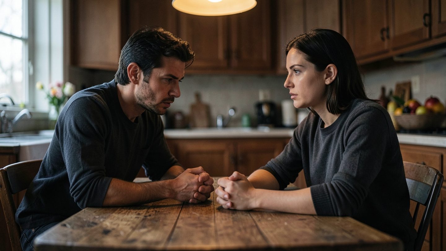 A tense but intimate couple conversation