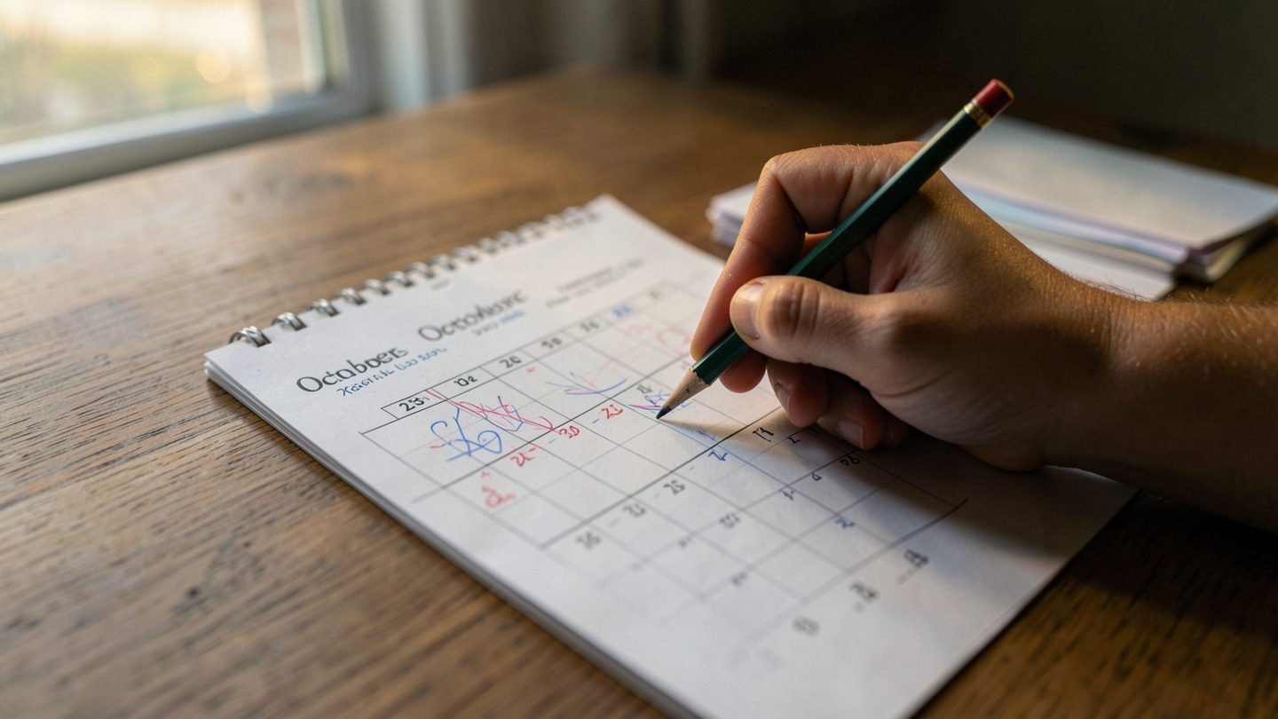 Close-up editorial planning image for the late-October astrology window