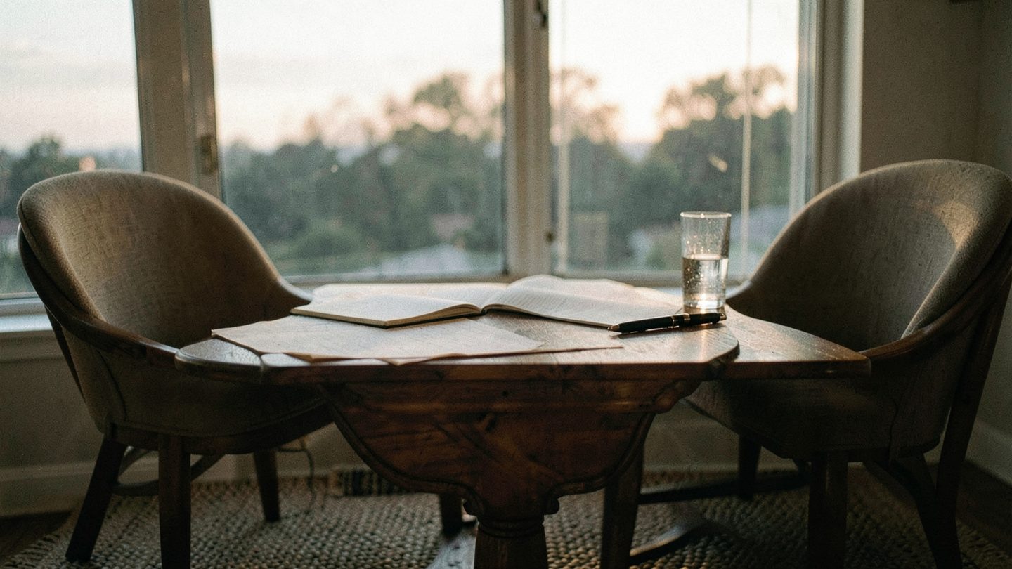 Editorial photo concept for a Libra new moon feature about an honest conversation