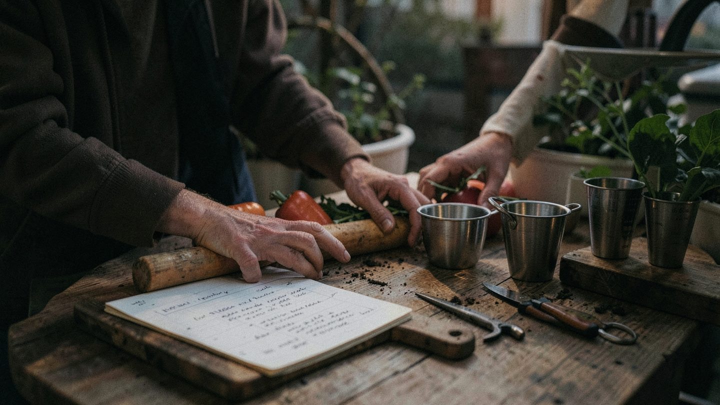 Editorial photo-style scene suggesting practical caregiving and steady support