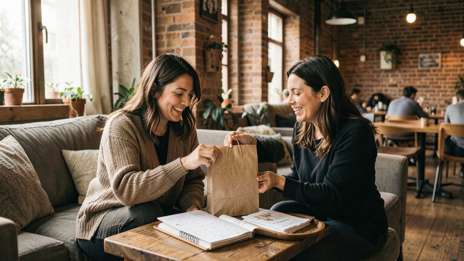A candid editorial scene suggesting generous but possibly overextended social energy