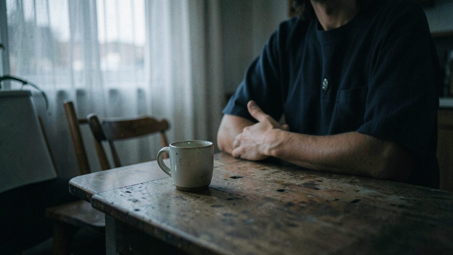 A candid editorial scene suggesting emotional tension and healing around Chiron square Moon.