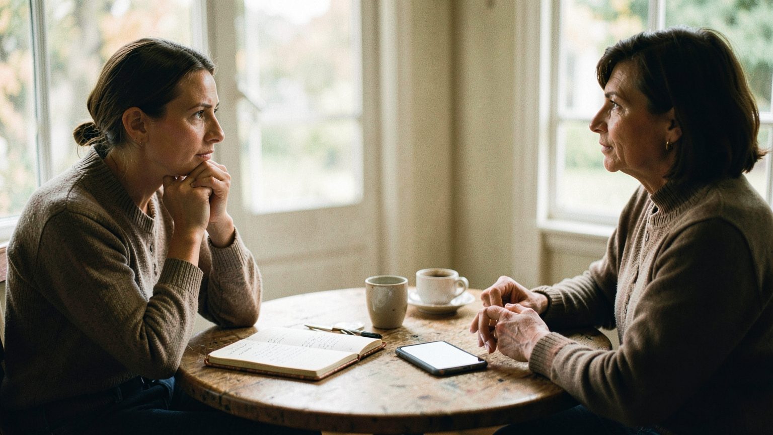 Editorial photo concept showing a couple pausing over an important relationship decision at the start of Libra season.