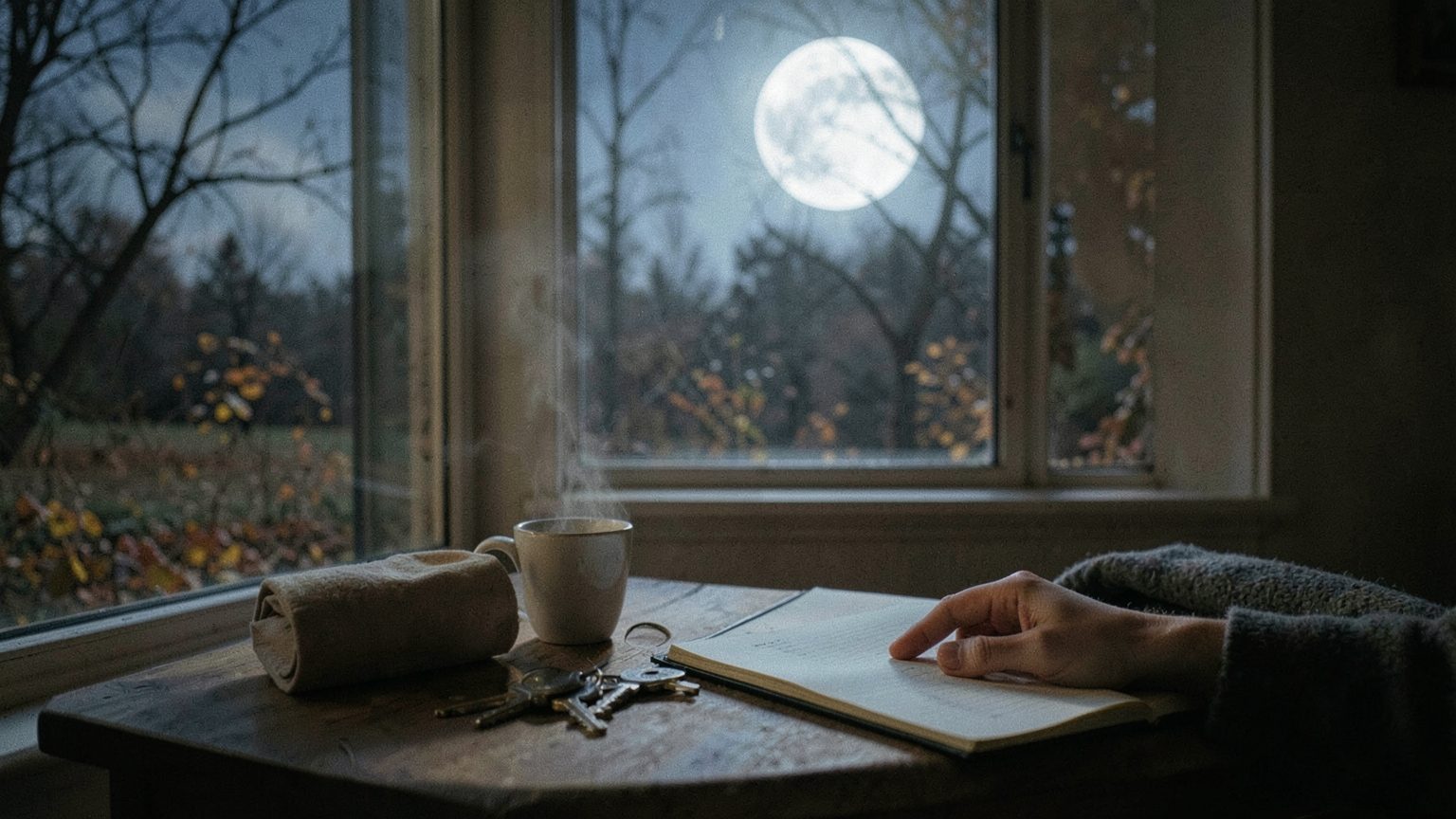 Photographic editorial scene evoking the October 26, 2026 Taurus full moon