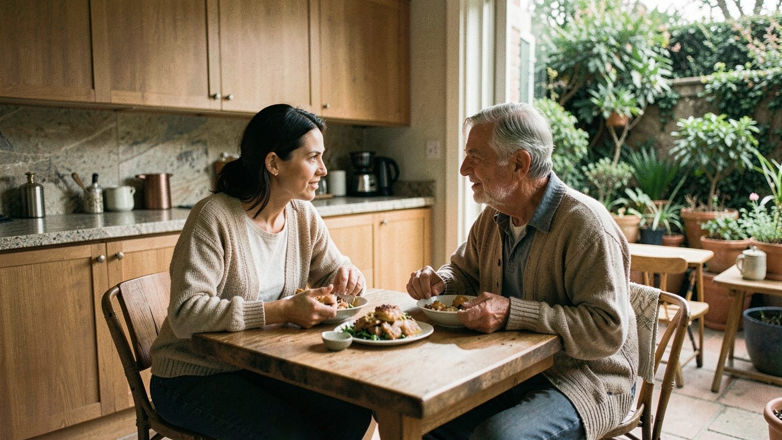 Editorial photo-style scene suggesting mutual care and relationship balance