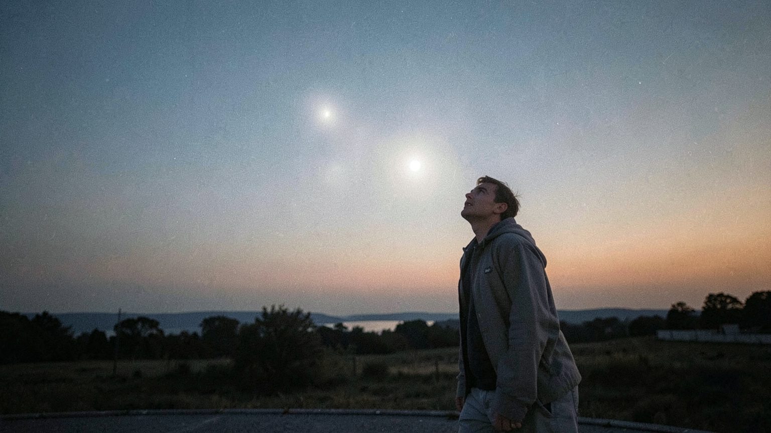 Editorial-style night-sky scene evoking Jupiter conjunct Venus