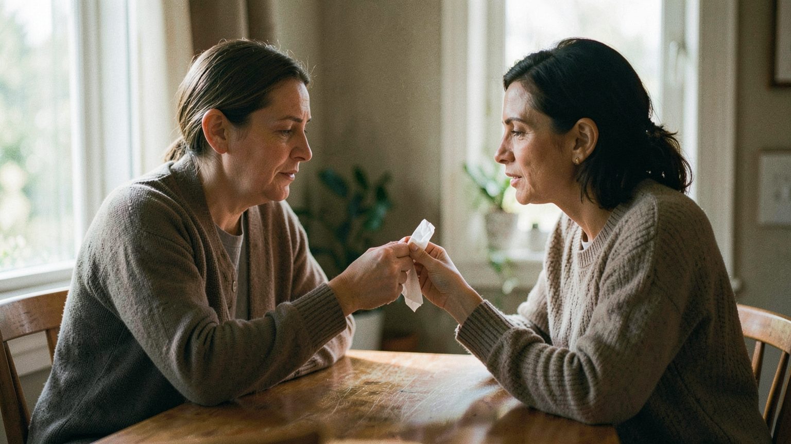 Photographic editorial scene suggesting healing in relationships