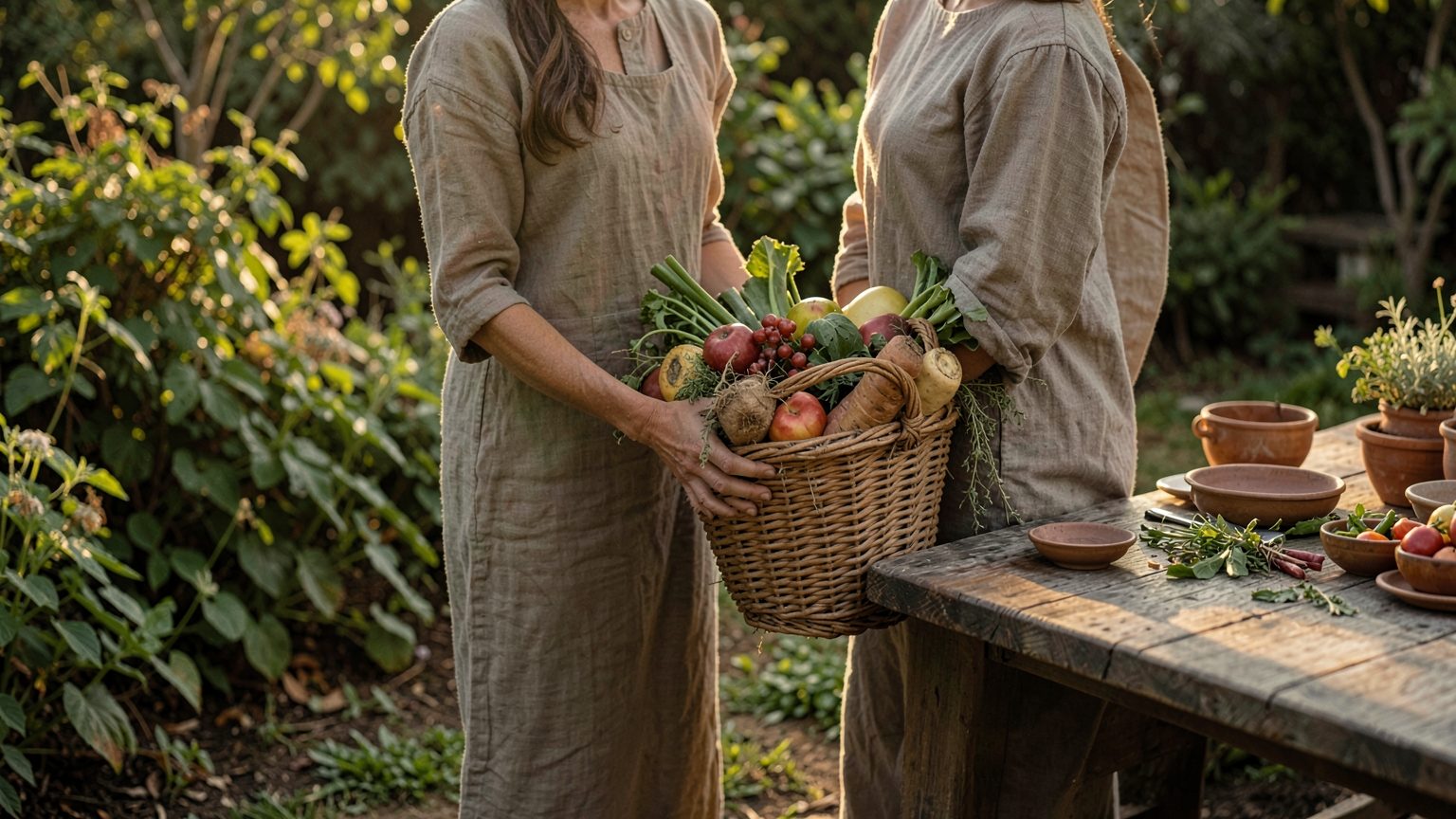 A candid editorial scene suggesting nourishment, generosity, and shared abundance.